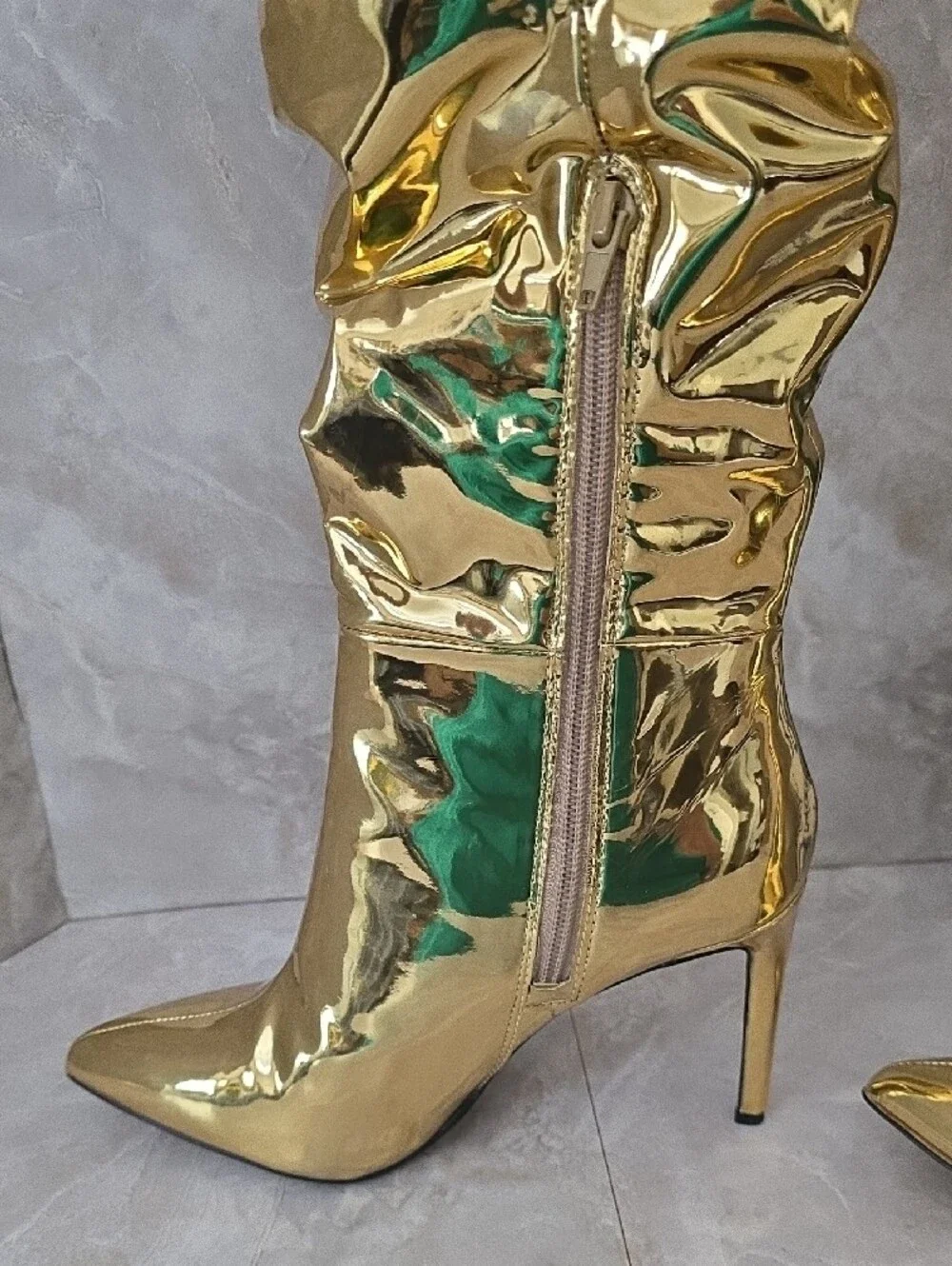 INC International Concepts Iyonna Gold Metallic Over-The-Knee Slouch Boots 6.5